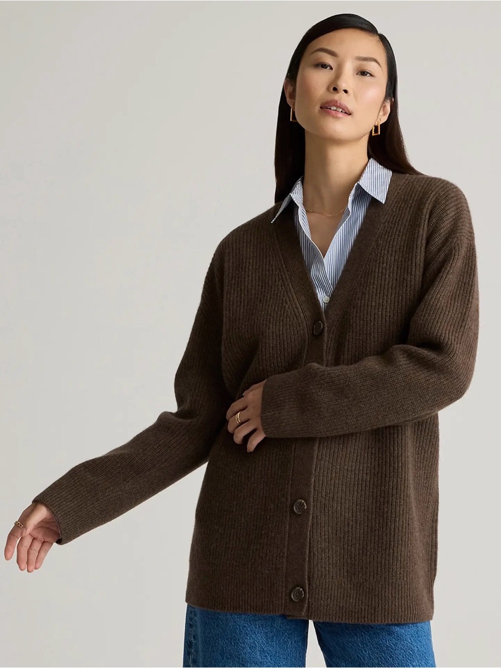 NWT Quince Mongolian Cashmere Oversized Boyfriend Cardigan Sweater Size Small
